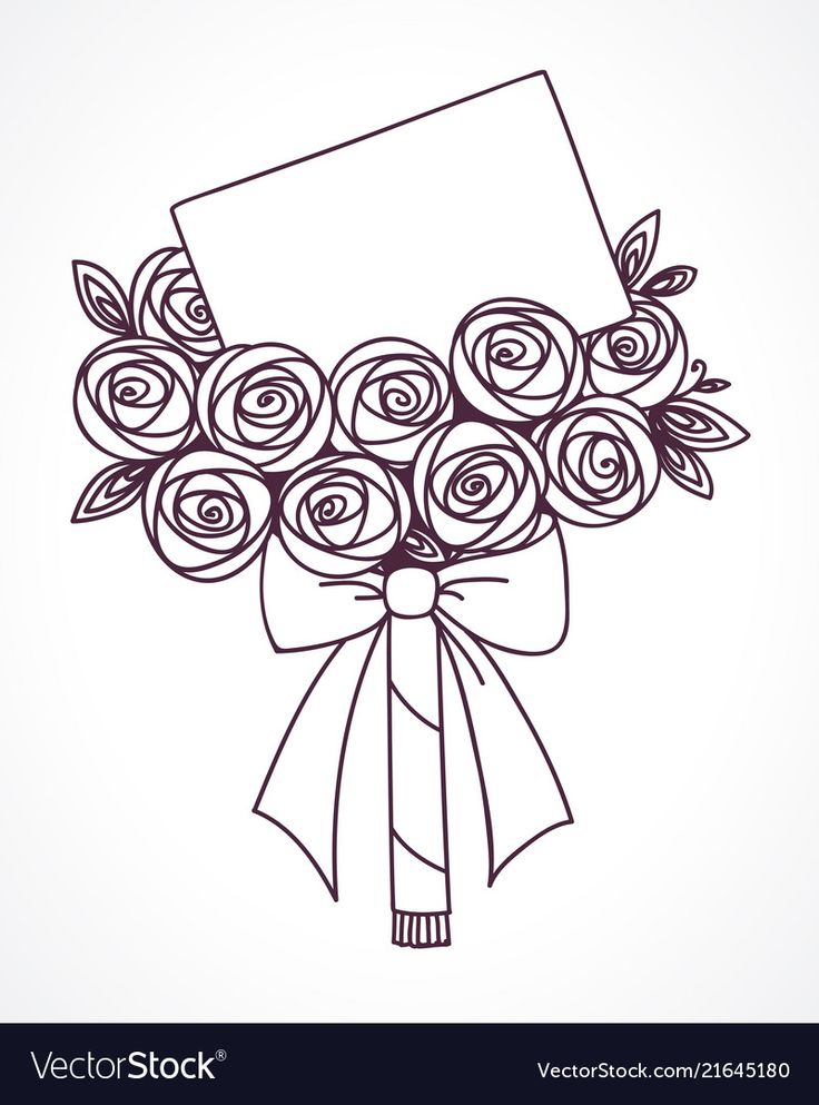 a bouquet of roses with a card in the middle royalty - free stockvector