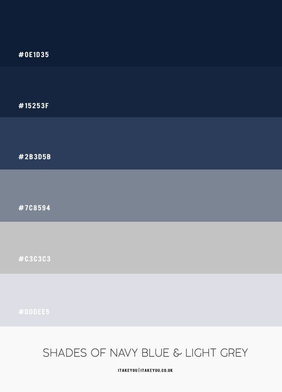 shades of navy blue and light grey with text that reads shades of navy blue and light grey