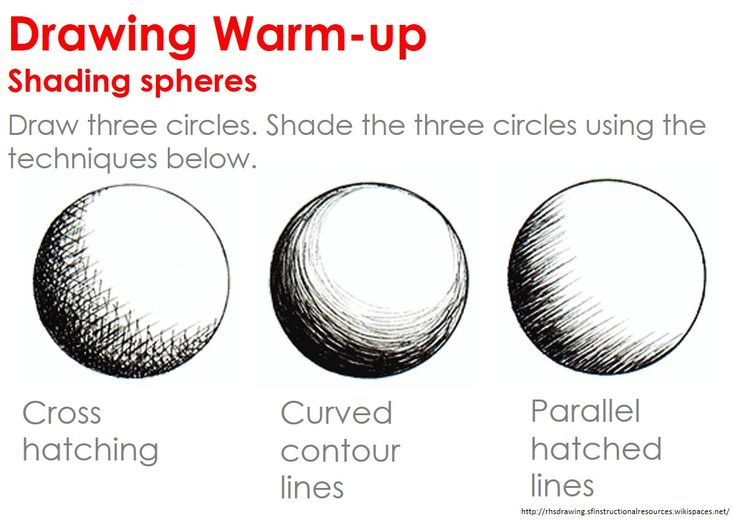 three different types of drawing warm - up shading spheres, each with their own line