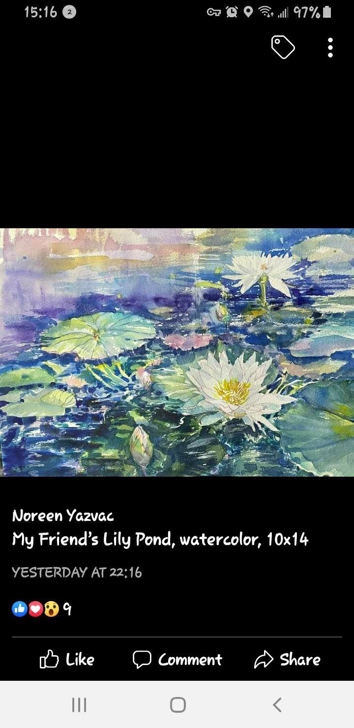 an image of a waterlily painting with the text, i'm not sure if