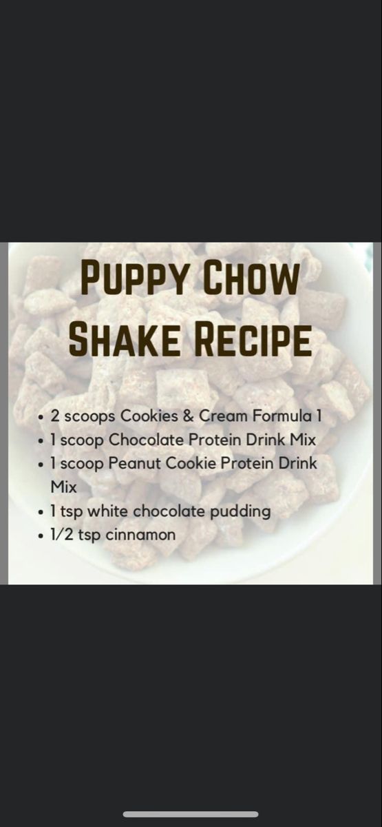 the puppy chow shake recipe is shown