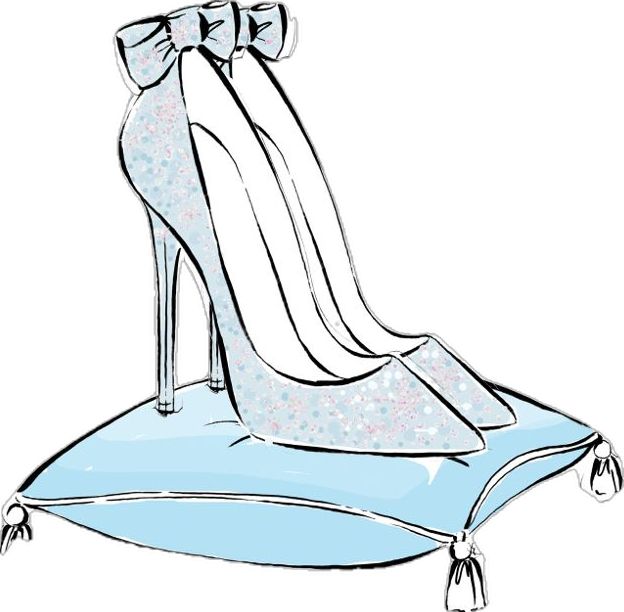 a drawing of a high heeled shoe on a pillow