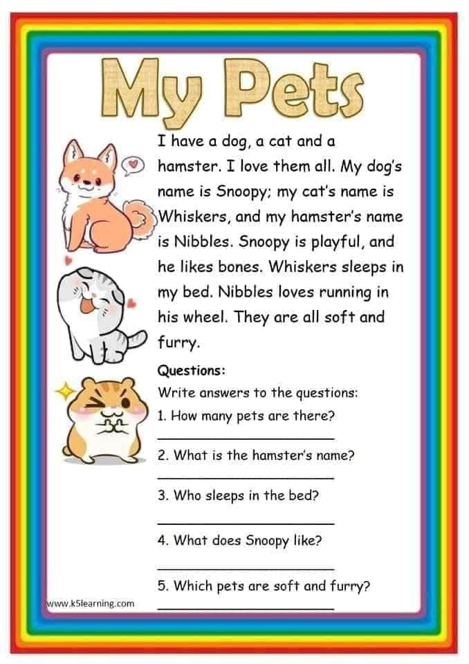 an animal poem with the words'my pets '