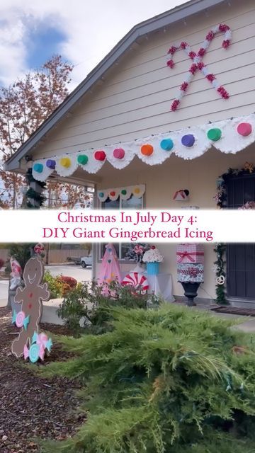 christmas in july day 4 diy giant gingerbread icing on the front porch