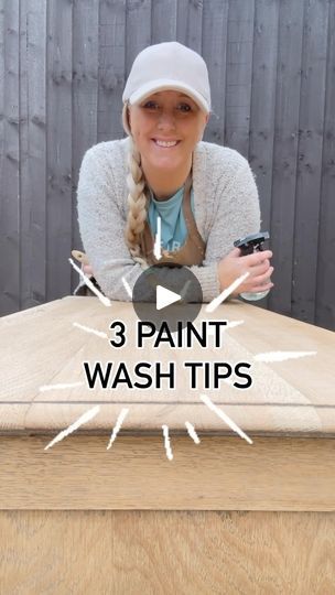 a woman sitting at a table with her hand on the top of it and text that reads 3 paint wash tips