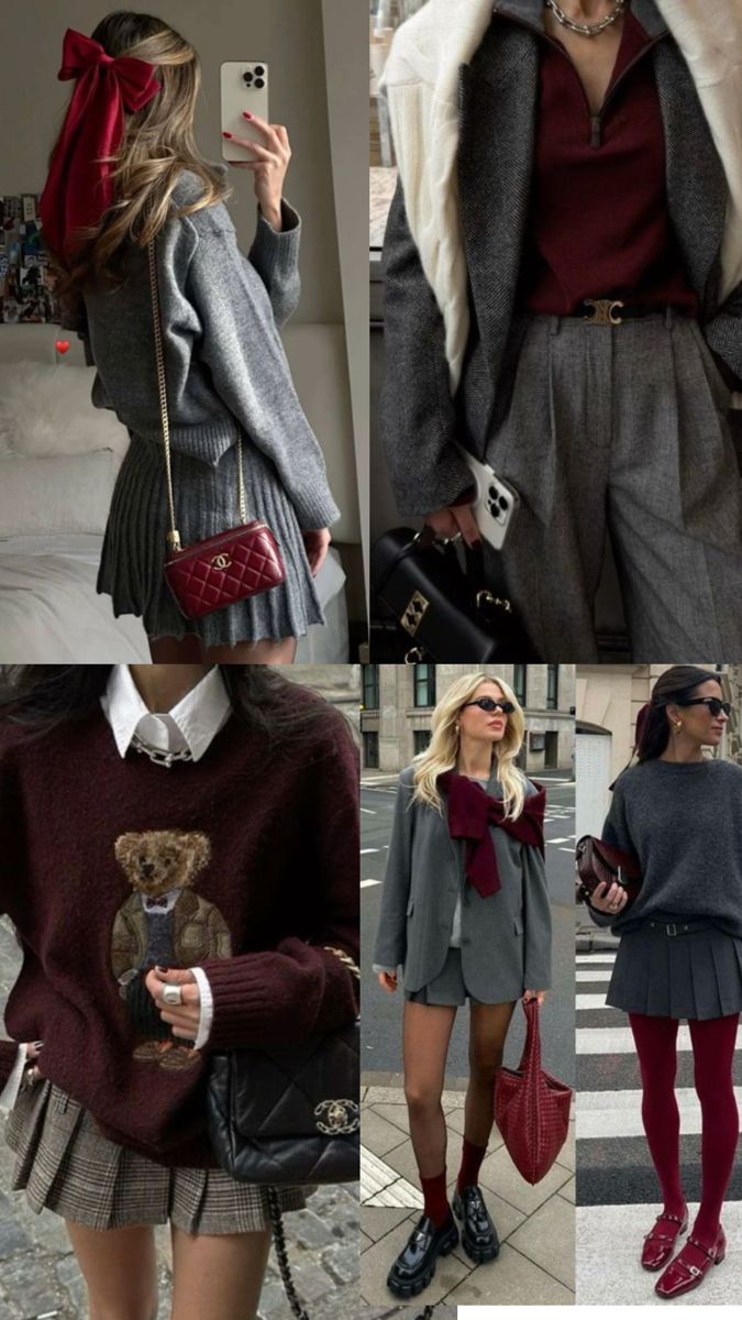 Trend colors. Autumn outfit idea. Burgundy. Chanel bag. Street style outfit.Ootd. Fall season. Chanel Bag Street Style, Burgundy Bag Outfit, Bag Street Style, Chanel Bag Outfit, Burgundy Bag, Burgundy Outfit, Ootd Fall, Brown Bags, Autumn Outfit