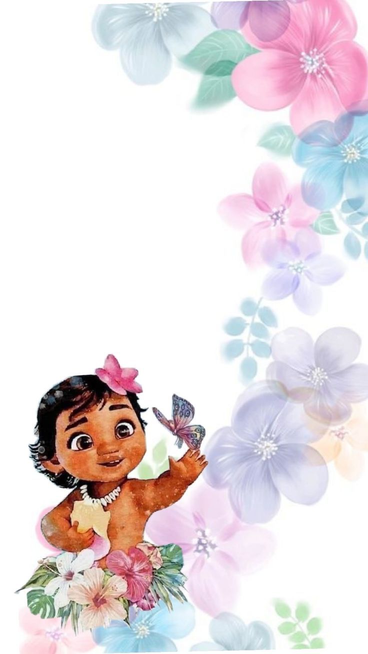 an image of a child with flowers and butterflies in the air on a white background