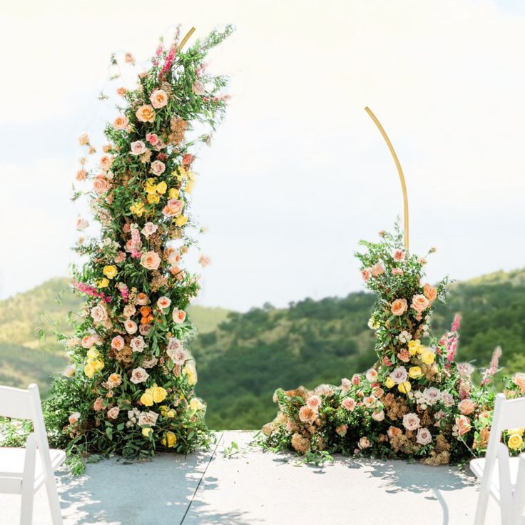 Set of 2 | Gold Metal Curved Top Balloon Flower Backdrop Stands, Wedding Arch Frames - 6ft, 8ft Floral Arch Decoration, Wedding Flower Tower, Wedding Floral Arch Outdoor, Flower Towers Wedding, Flower Tower Wedding, Orange Flower Garland, Floral Columns, Catering Decor, Ceremony Arches