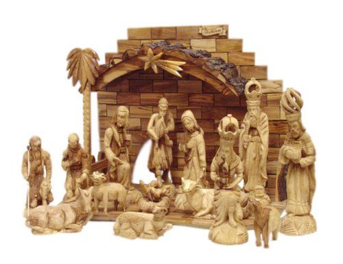 the nativity scene is made out of wood