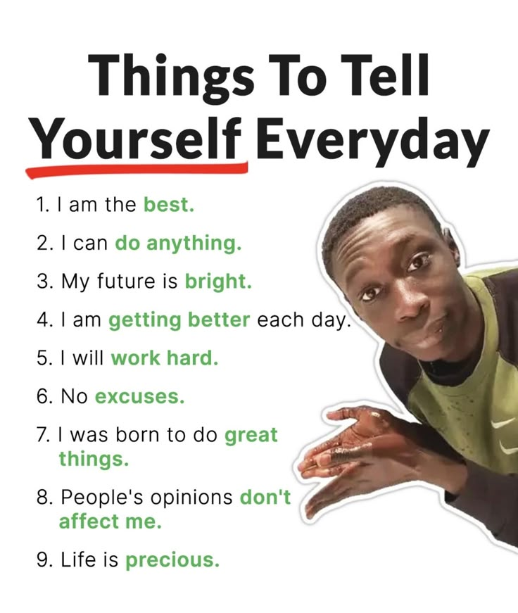 a poster with the words things to tell yourself