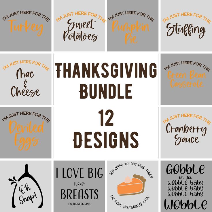 the thanksgiving bundle includes 12 designs