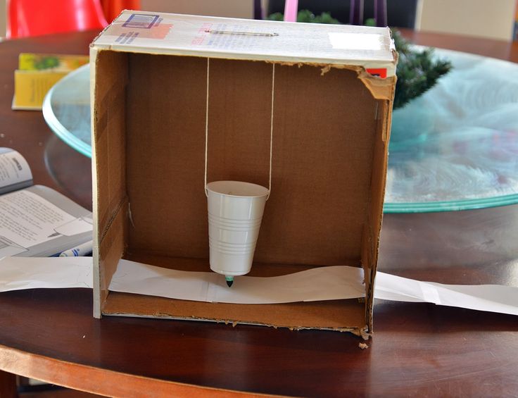 an open box with a cup in it on top of a table