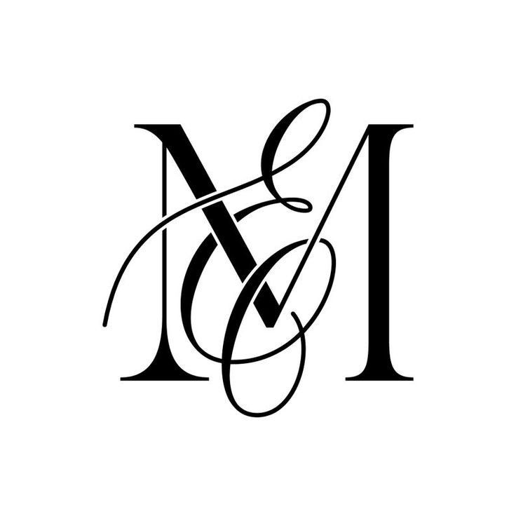 the initial letter m and i are made up of two letters, one black and white