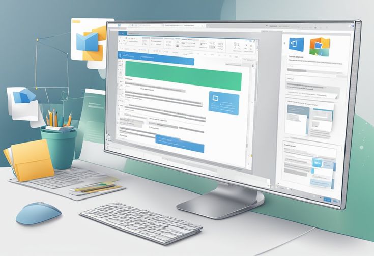 a desktop computer monitor sitting on top of a desk next to a keyboard and mouse