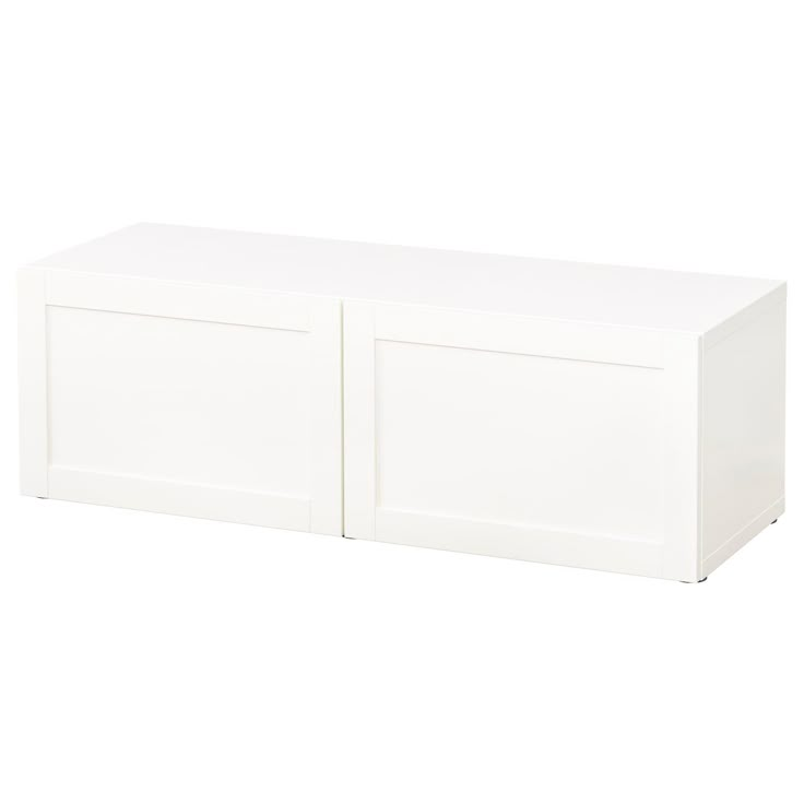 a white storage cabinet with two doors