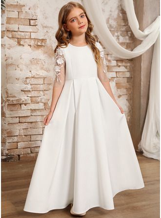 JJ's House 4-Way Stretch Scoop Flower Girl Dress First Communion Dresses Spring Summer A-line Back Zip Ivory Floor-Length White 1/2 Sleeve Flower Girl Dress. #JJ's House #4WayStretch #Scoop #FlowerGirlDress #FirstCommunionDresses #Spring #Summer #Aline #BackZip #Ivory #FloorLength #White #12Sleeve #FlowerGirlDress First Communion Dresses Catholic Simple, Simple First Communion Dresses, Spring First Communion Dress, White Long Sleeve Dress Casual, Fitted First Communion Dress For Spring, Spring First Communion Dress With Short Sleeves, Elegant Short Sleeve First Communion Dress, Older Flower Girl Dresses, Spring A-line Dress For Confirmation