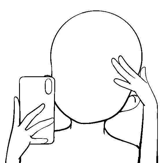 a woman taking a selfie with her phone in front of her face and hands