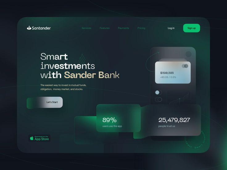 the smart investment page on sander bank's website is shown in green and black