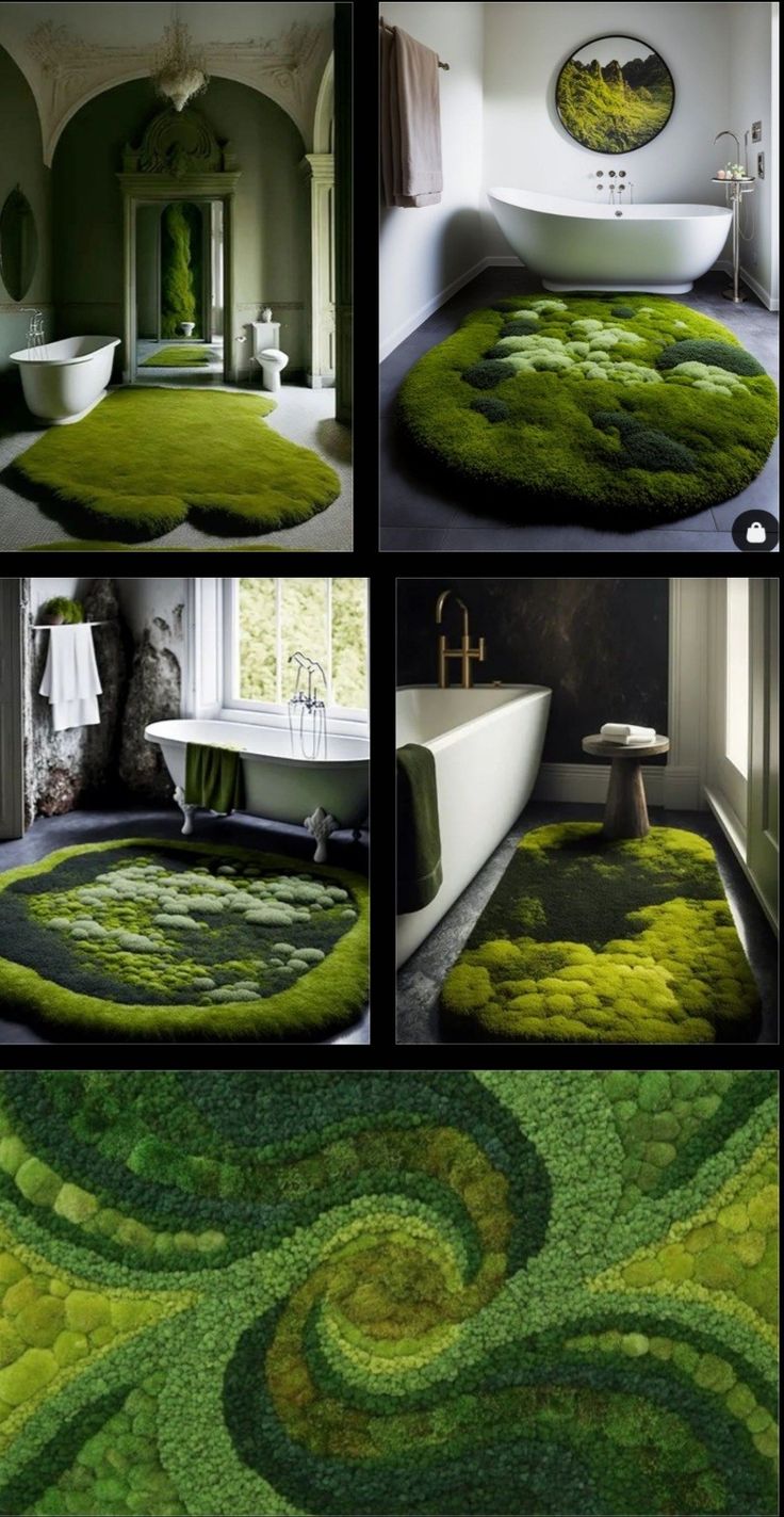 green bathroom rugs with different designs and colors