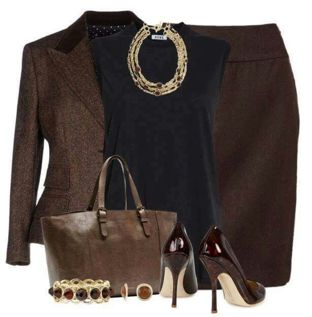 Work Outfits Polyvore, Fashionable Work Outfit, Pencil Skirt Outfits, Summer Work Outfits, Womens Business Casual, Professional Attire, Brown Pants, Business Outfit, Casual Work Outfits