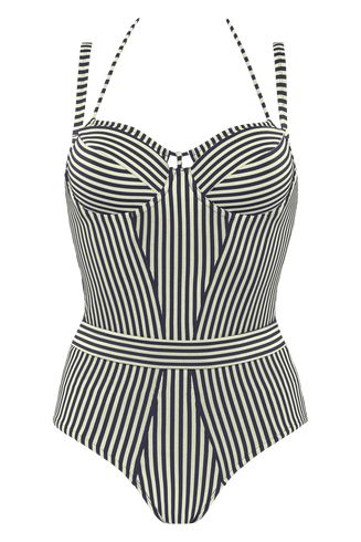 holi vintage plunge balcony bathing suit Swimsuit Aesthetic, Lingerie Inspiration, Vintage Swimwear, Striped One Piece, Costume Intero, How To Look Classy, Swimwear Collection, Black And Gold, Bathing Suit