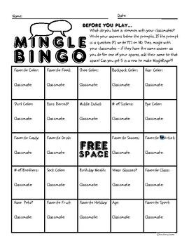 a printable game with the words mingle bingo and free space on it