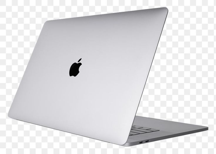 an apple laptop computer on a transparent background