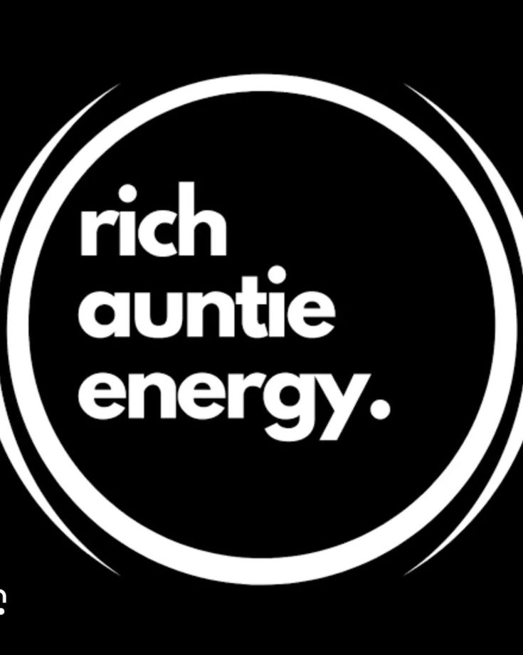 the logo for rich auntie energy, which has been designed to look like a circle