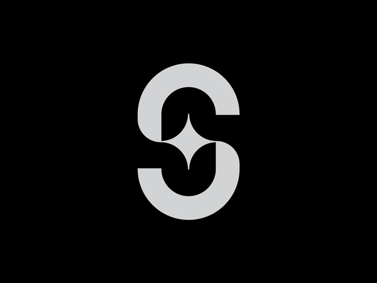 the letter s is made up of two overlapping letters, one in black and white