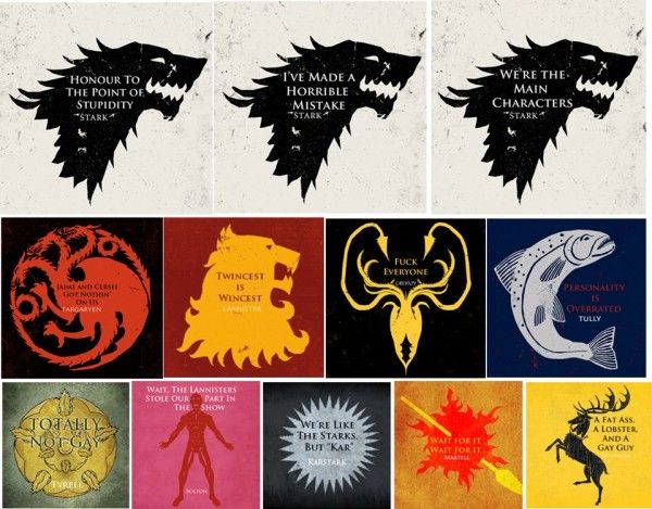 the game of thrones logo is shown in different colors