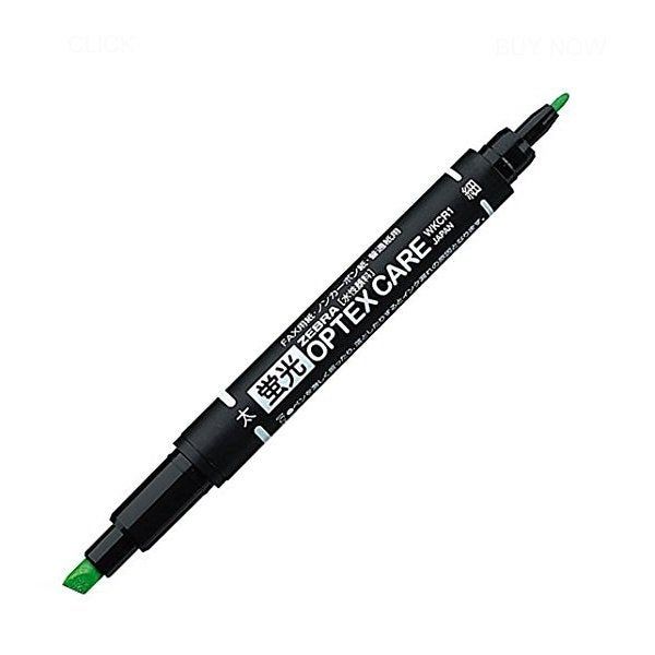 a black marker pen with green tips