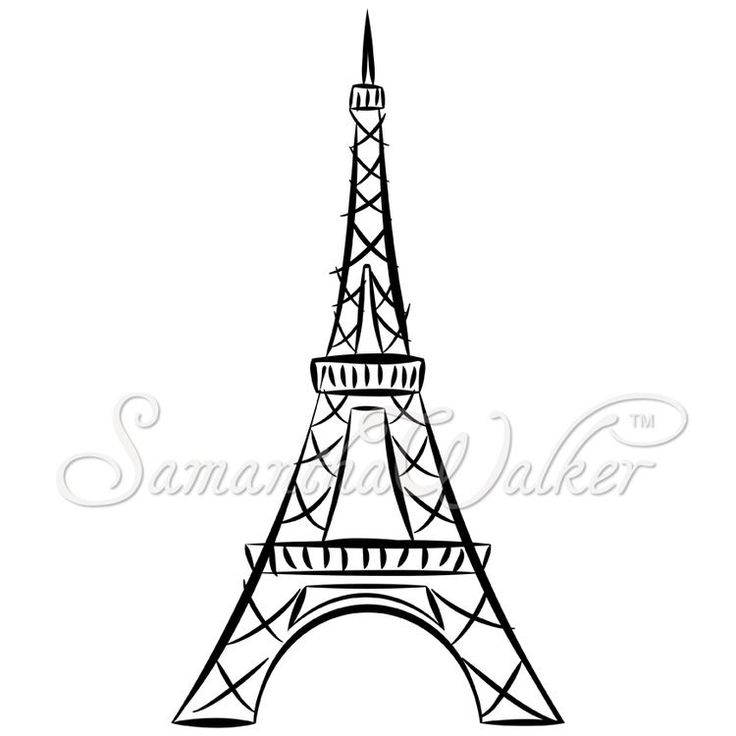 the eiffel tower is shown in black and white, with an outline of it