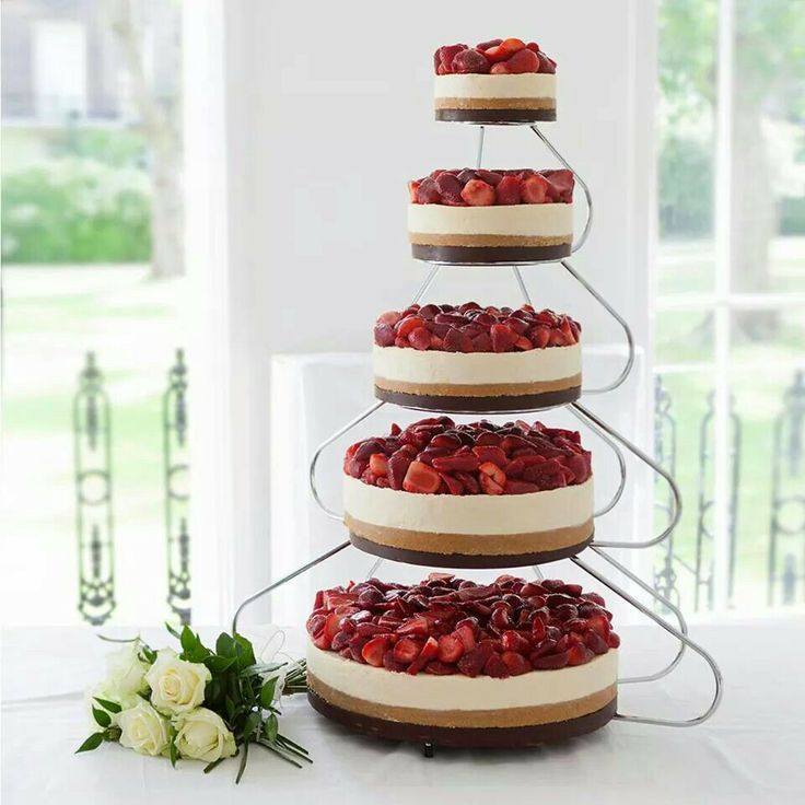 a three tiered cake sitting on top of a table