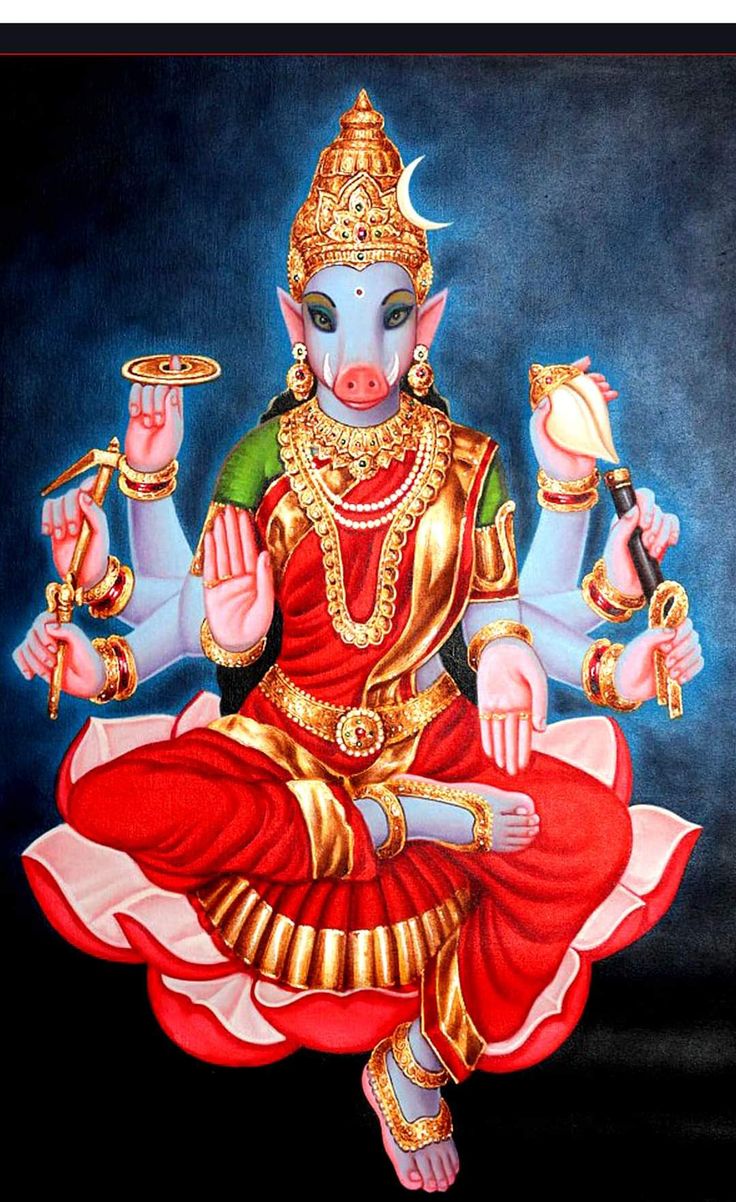 a painting of a hindu god sitting in the middle of his body with two hands