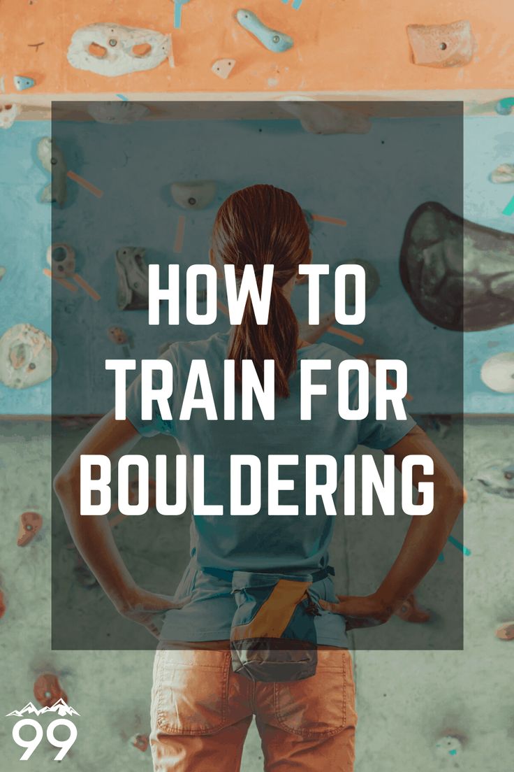 a woman standing in front of a wall with the words how to train for bouldering