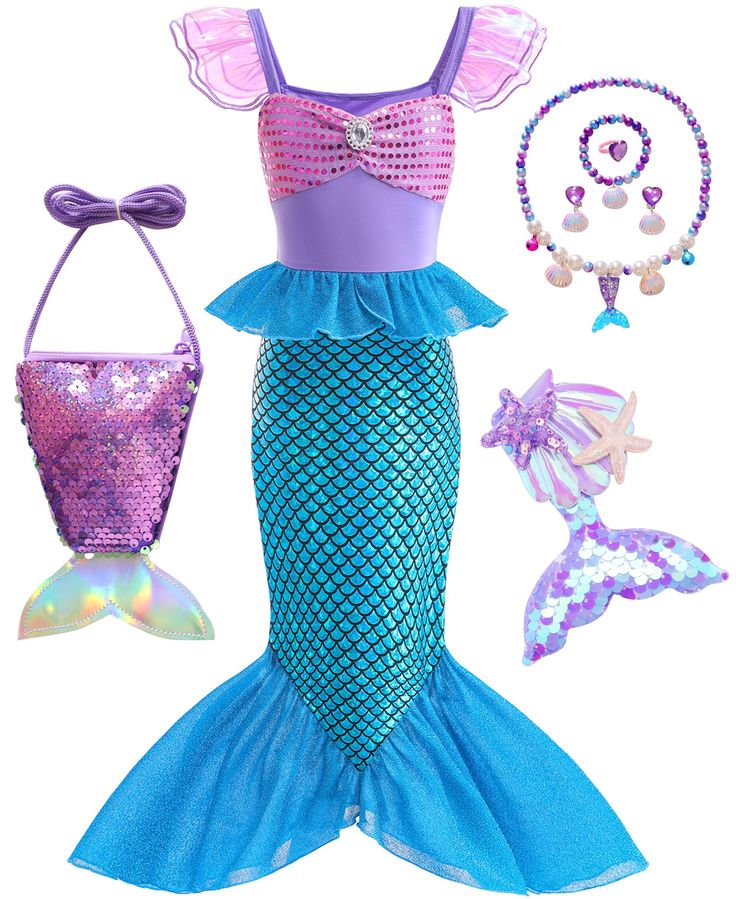 6th Birthday Mermaid Party, Emily Costume, Bday Theme Ideas, Princess Ariel Dress, Ariel Birthday Party, Ariel Costumes, Barbie Halloween Costume, Little Mermaid Costume, Birthday Party Halloween