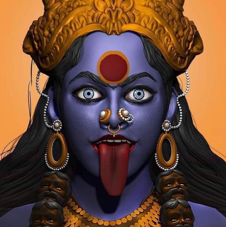 an animated image of a woman with her tongue out and wearing jewelry on her head