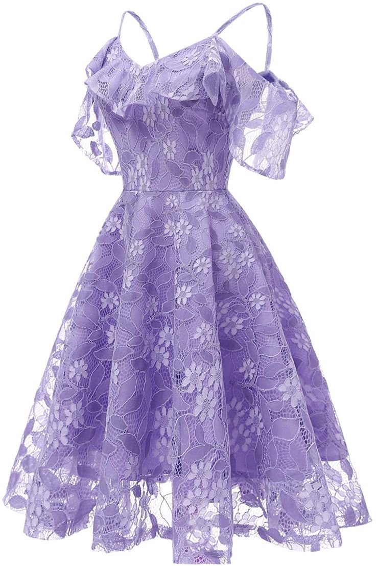 Amazon.com: Women's Midi Lace Dress A line Off The Shoulder Ruffles Junior Party Dresses Lavender XXL: Clothing Goth Corsets, Vestido Color Lila, Womens Bridesmaid Dresses, Latina Outfit, Skai Jackson, Fashion Goth, Cocktail Dress Vintage, Lace Party Dresses, Long Beach Dress