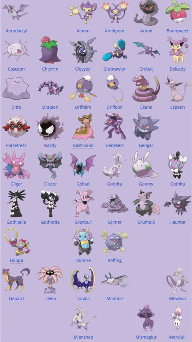 the pokemon characters are all different colors and sizes