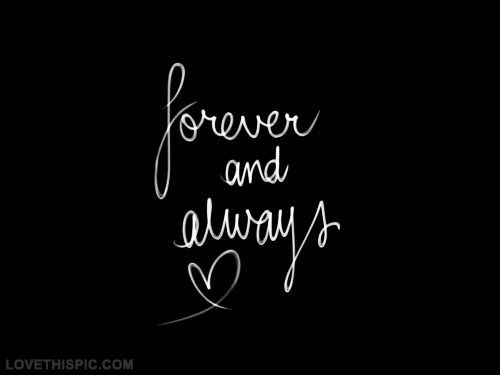 the words forever and always written in white ink on a black background with a heart