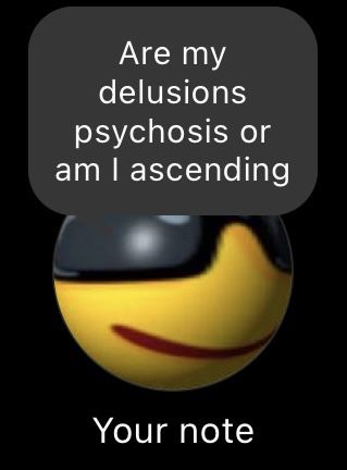 Instagram note: are my delusions psychosis or am I ascending? Did You Know Im Utterly Insane, Mentally Im Here Funny, Im Losing My Mind Funny, Funny Notes For Instagram, Im Delulu, Delusional Aesthetic, Delulu Quotes, Im Delusional, Insane Core