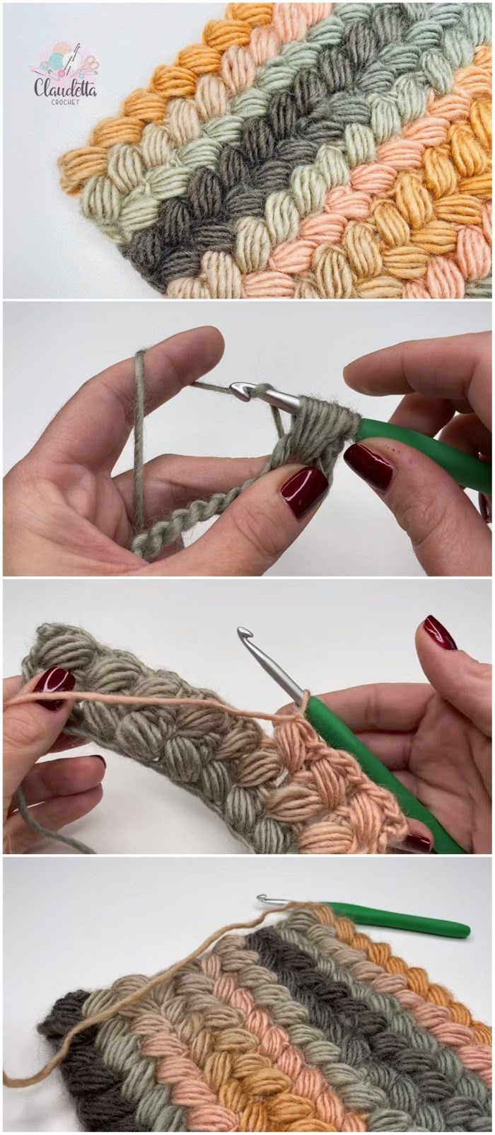 crochet stitches are being used to knit the stitchs together in this photo