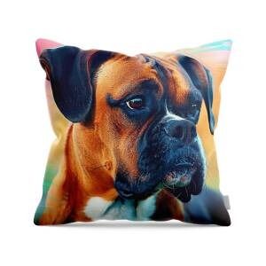 a brown and black dog on a white background is featured in this decorative pillow case