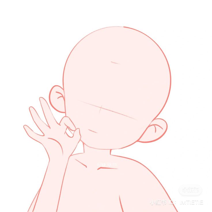 a drawing of a person holding their hand up to the side, with one hand on his face