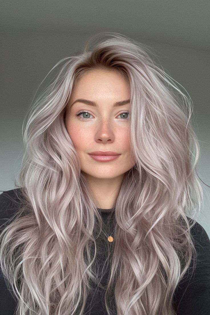 Smoky Gray Hair Color, Hair Colors For Soft Summer, Gray Blonde Hair Balayage, Smoky Hair Color, Silver Toned Blonde Hair, Silver Dyed Hair, Cool Toned Hair Color, Silver Balayage Hair, Silver Blonde Balayage