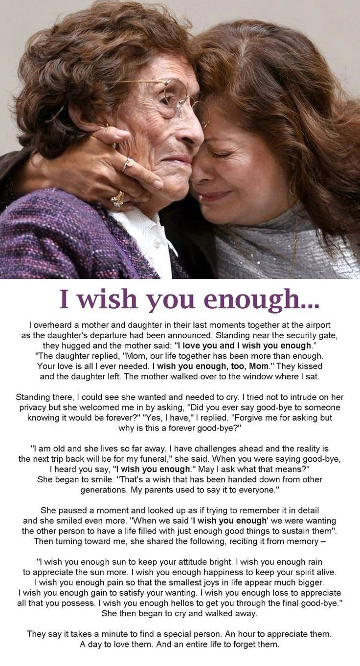 two women hugging each other with the words i wish you enough written below them on it