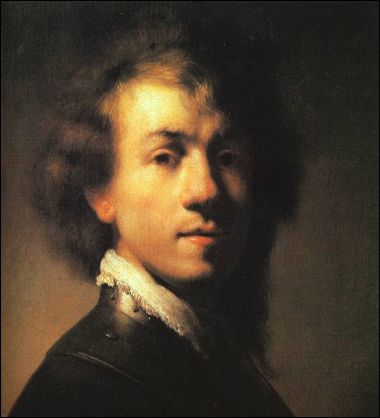 a portrait of a young man wearing a black coat and white collar, with his head turned to the side