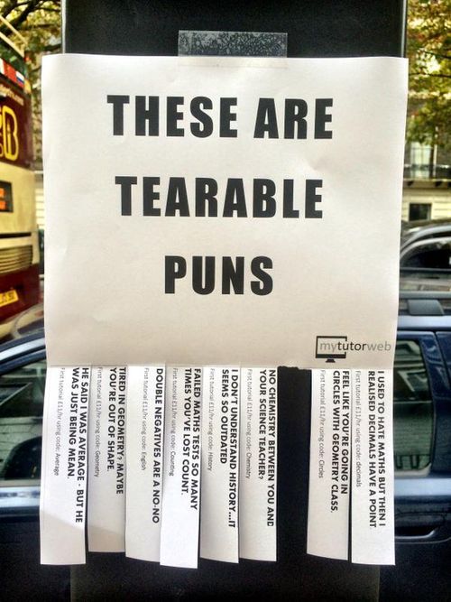 a sign that says these are tearable puns