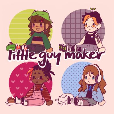 the little guy maker logo is shown in three different colors and styles, including girls with headphones on