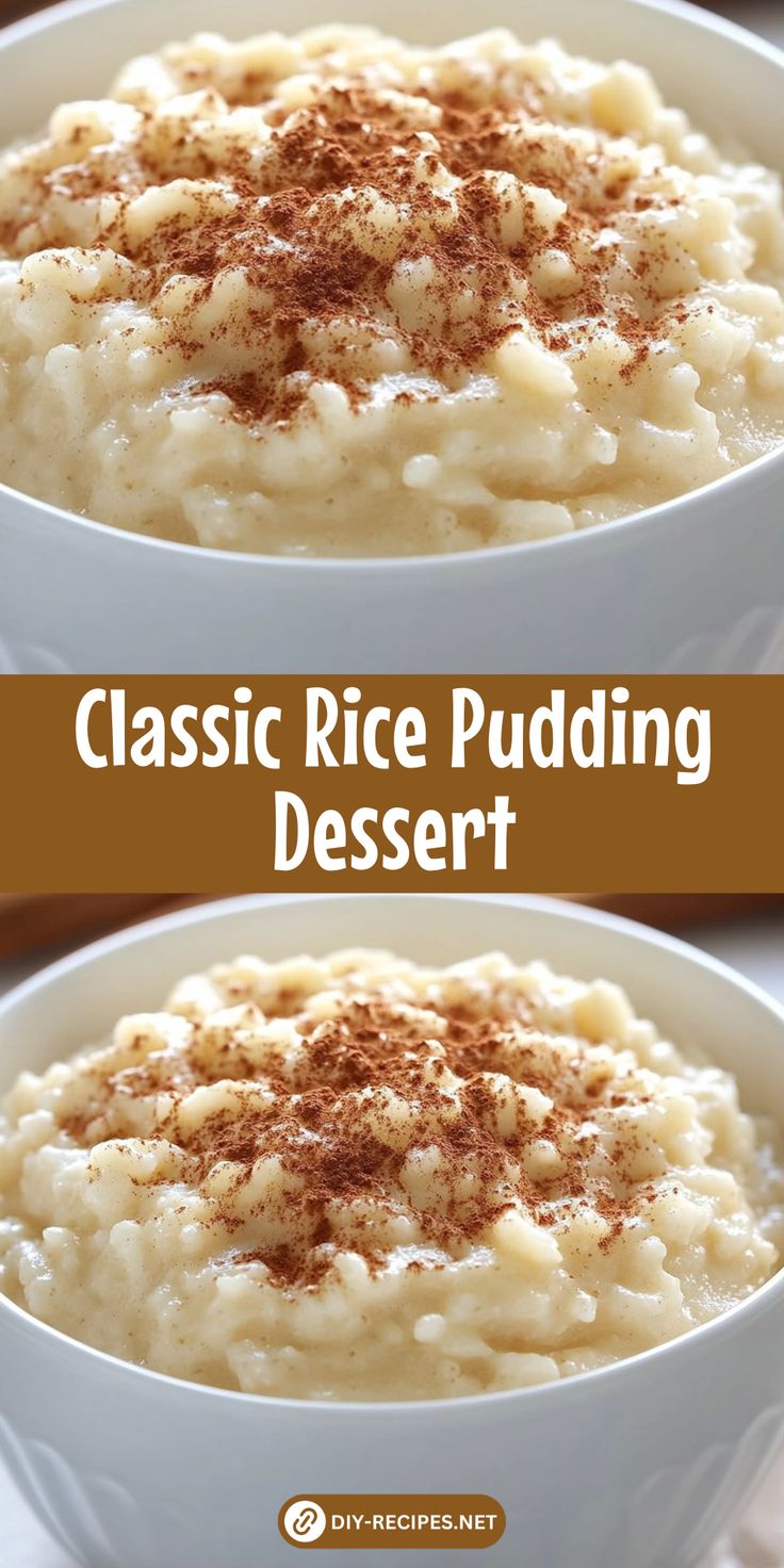 two bowls filled with rice pudding and cinnamon sprinkled on top